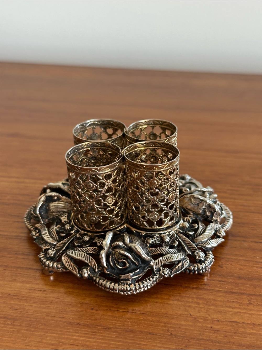 Vintage Matson Gold-toned Floral Filigree Lipstick Holder - Hollywood Regency